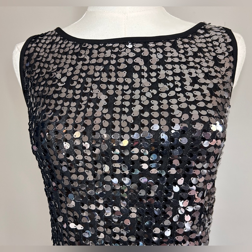 NWT PAPILLON BLANC Sequin Mesh Overlay Tank Top Y2K Whimsigoth Holiday Glam Sz S - Picture 5 of 10